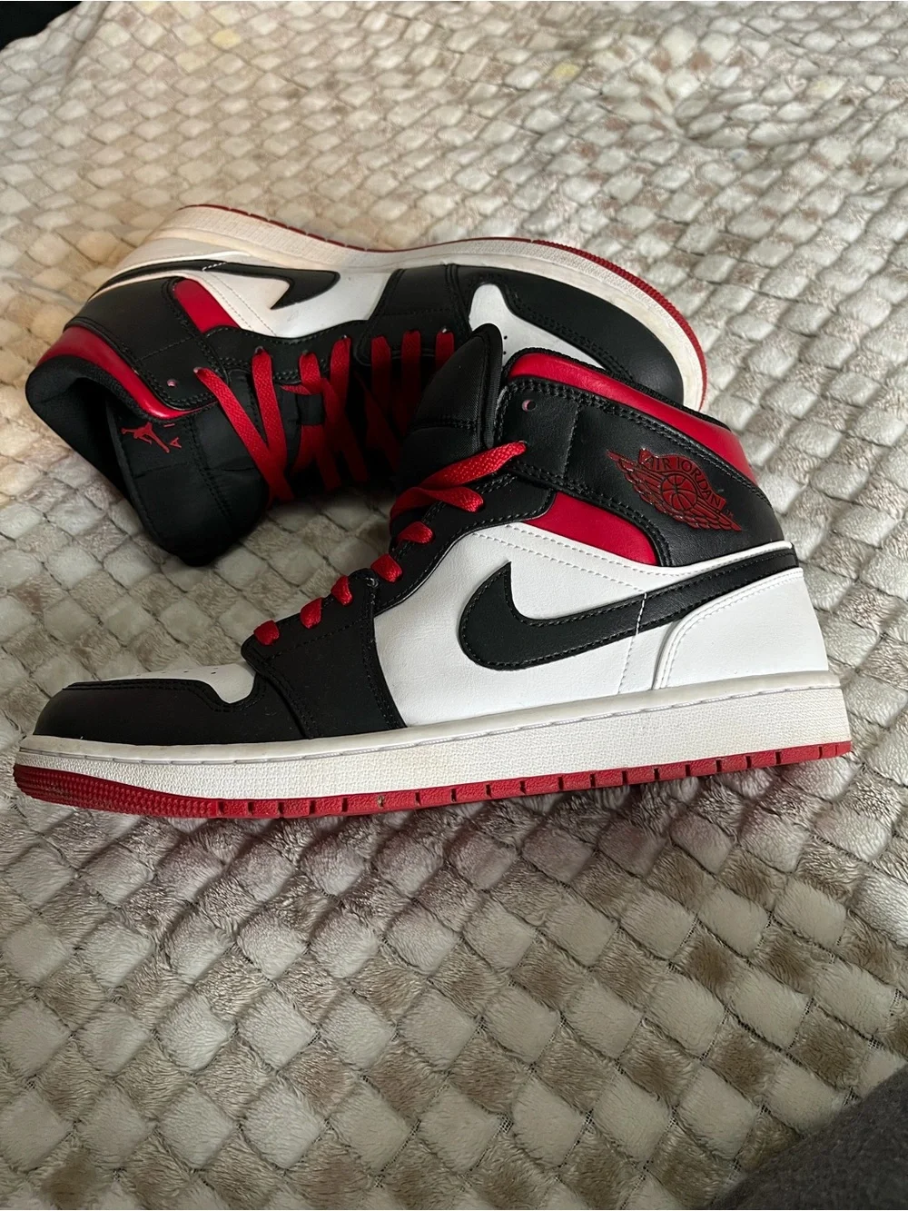 Jordan Men's High Top Sneakers - Black White Red